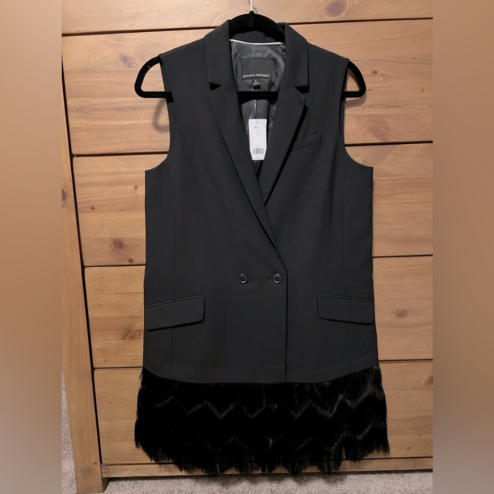 Banana Republic - Black Suit top with fringe